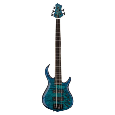 Sire Basses M7+ A5/TBL M7 2nd Gen Series Marcus Miller basgitaar, 5-snarig, elzen + massief esdoorn, transparant blauw