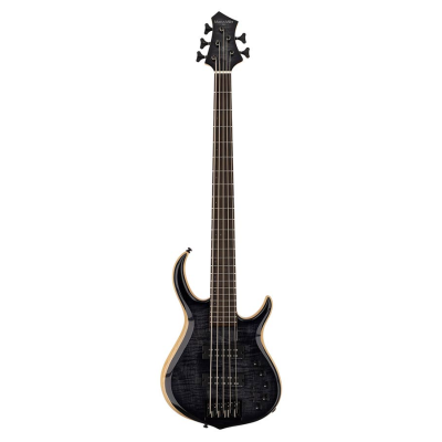 Sire Basses M7+ S5/TBK M7 2nd Gen Series Marcus Miller basgitaar, 5-snarig, swamp ash + massief esdoorn, transparant zwart