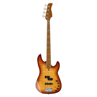 Sire Basses P10+ A4/TS P10 Series Marcus Miller basgitaar, 4-snarig, elzen met massieve gevlamde esdoorn top, tobacco sunburst