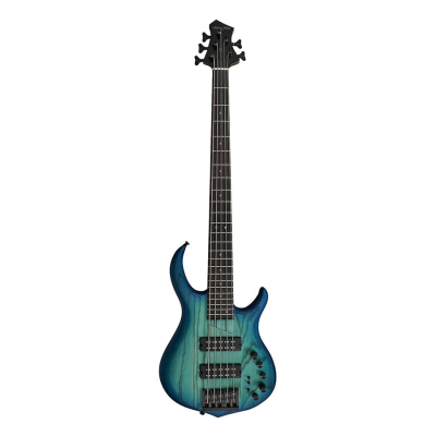 Sire Basses M5+ S5/TBL M5 Series Marcus Miller basgitaar, 5-snarig, swamp ash, transparant blauw