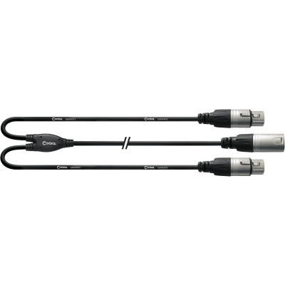 Cordial CFY0.3MFF Cable y XRL male / 2 xlr female 30 cm