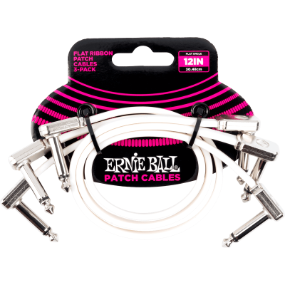 Ernie Ball 6386 Cable Patch Patch Instrument Pack - fine and flat cooky - 30 cm - White