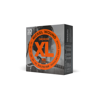 D'Addario EXL110-10P Nickel Wound Electric Guitar Strings, Regular Light, 10-46, 10 Sets