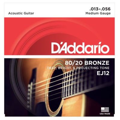 D'Addario EJ12 80/12 Bronze Acoustic Guitar Strings, Medium, 13-56