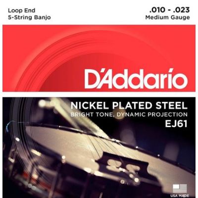 D'Addario EJ61 5-String Banjo Strings, Nickel, Medium 10-23