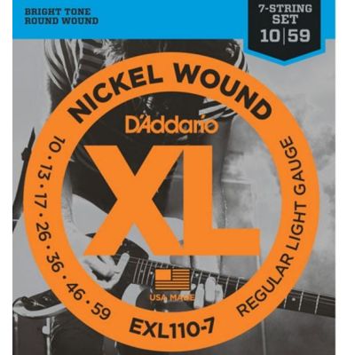 D'Addario EXL110-7 7-String Nickel Wound Electric Guitar Strings, Regular  Light, 10-59