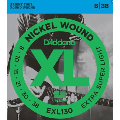 D'Addario EXL130 Nickel Wound Electric Guitar Strings, Extra-Super Light, 08-38