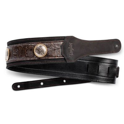 Taylor Grand Pacific Strap,Blk Lthr/Ni Concho,3"