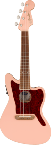 Fender Fullerton Jazzmaster® Uke, Walnut Fingerboard, Tortoiseshell Pickguard, Shell Pink