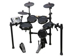 Carlsbro Elektronische drumset met gaasvellen, vijfdelig, 2 bekkenpads, hihatpad en pedalen