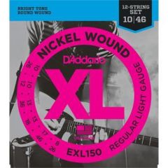 D'Addario EXL150 Nickel Wound Electric Guitar Strings, 12-String, Regular Light, 10-46