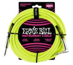 Ernie Ball Cable Guitar 3m Hook Yellow Fluo EEB 6080