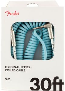 Fender Original Series Coil Cable Straight-Angle, 30' Daphne Blue