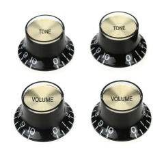 Gibson Top Hat Knobs w/ Gold Metal Insert (Black)(4 pcs.) Replacement Part