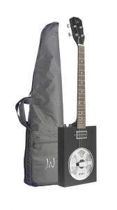 J.N. Guitars CASK-PUNCHCOAL Elektro-akoestische cigarbox-gitaar met vier snaren, resonator, sapeli mahonie bovenblad, Cask-serie