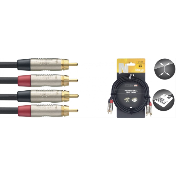 Twin cable, jack/RCA (m/m), 60 cm (2') » Stagg